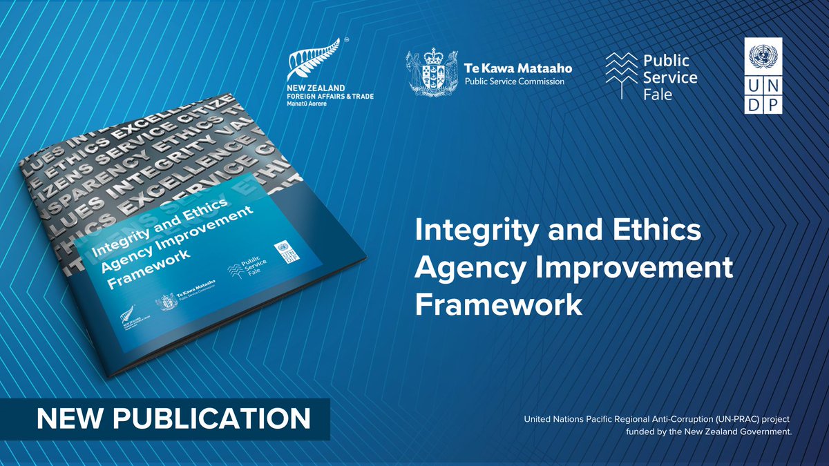 UNDP_Pacific's tweet image. A newly launched Framework aims to assist public service agencies to support organizational #integrity &amp;amp; ethics. 

The Integrity and Ethics Agency Improvement Framework was developed by @UNDP in consultation w/ the Public Service Fale 🇳🇿. 👉🏾bit.ly/3OxpfrA
#SDG16 #UNPRAC