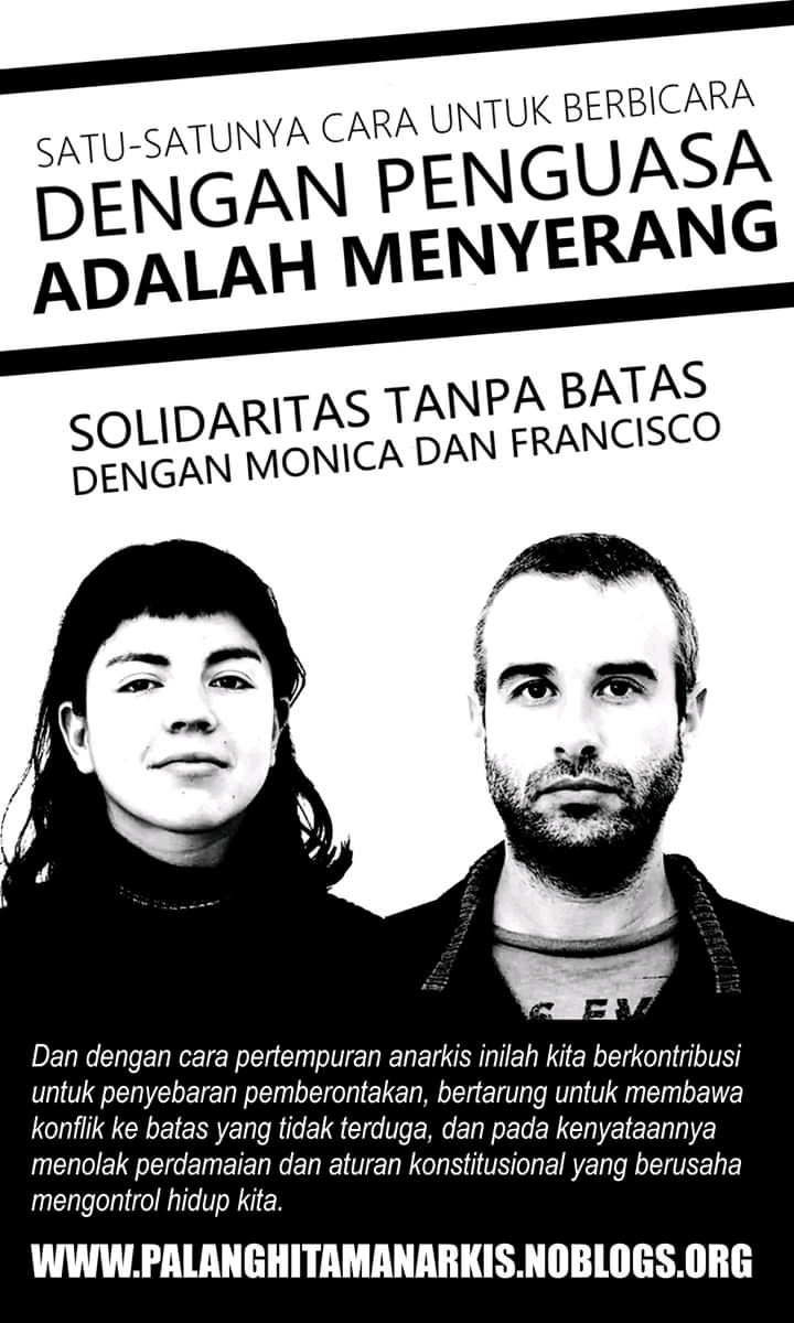 𝕱𝖊𝖗 / 🏴☠️ (@pasadomeridian0) on Twitter photo Afiche en solidaridad con Monica y Francisco creado el 2020 por lxs compañerxs <a href="/palang__hitam/">Palang Hitam Anarkis (WA)</a>, en el territorio dominado por el Estado Indonesio. 🏴☠️ Afiche en solidaridad con Monica y Francisco creado el 2020 por lxs compañerxs <a href="/palang__hitam/">Palang Hitam Anarkis (WA)</a>, en el territorio dominado por el Estado Indonesio. 🏴☠️