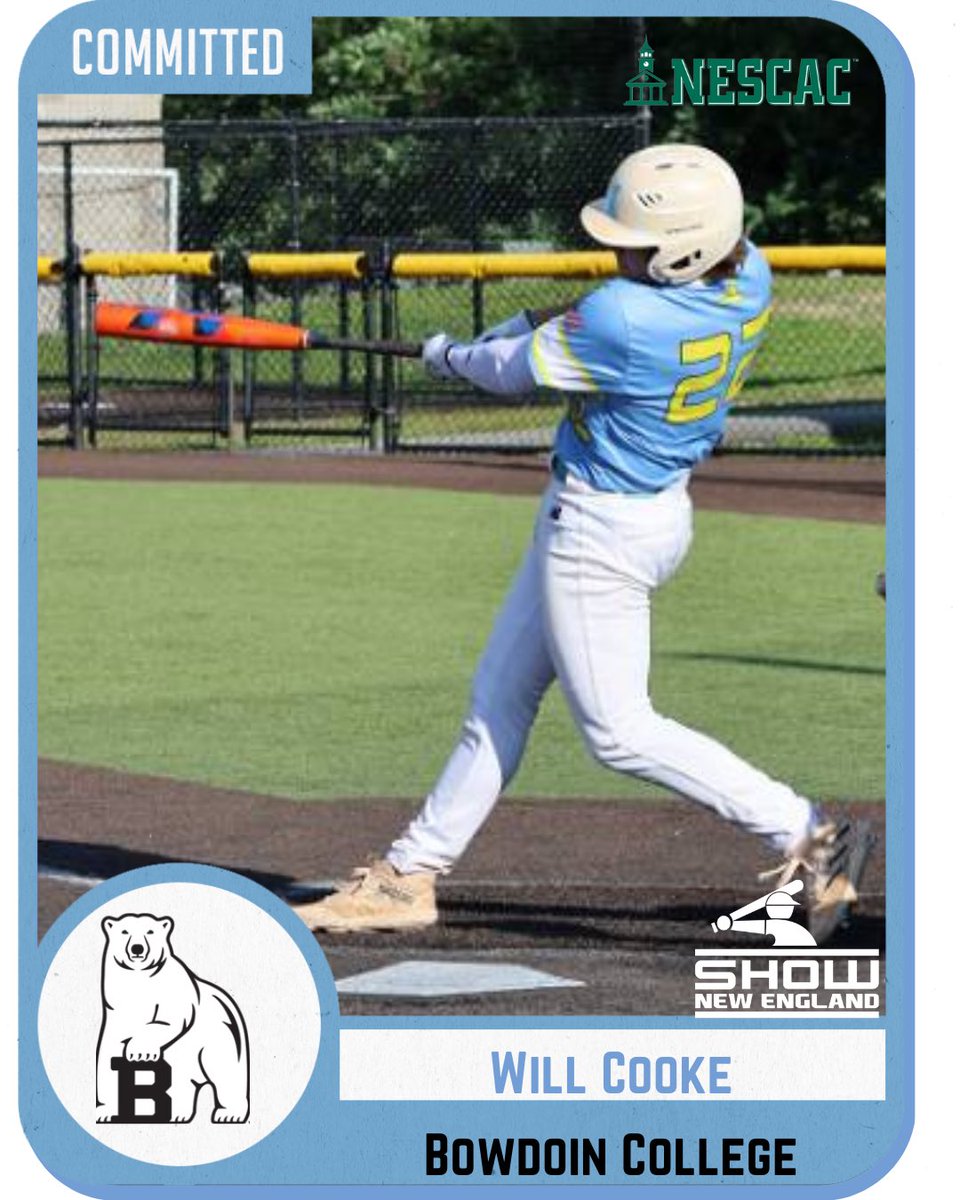 ShowBBA's tweet photo. 🚨COMMITMENT ALERT🚨
Congratulations to SHOW Baseball Will Cooke (@willcooke02 ) on his commitment to continue his Academic and Athletic career at Bowdoin College! #bowdoincollege #nescac #collegebaseball #committed #SHOWBaseball #SHOWPride https://t.co/D0IX2GZIZX