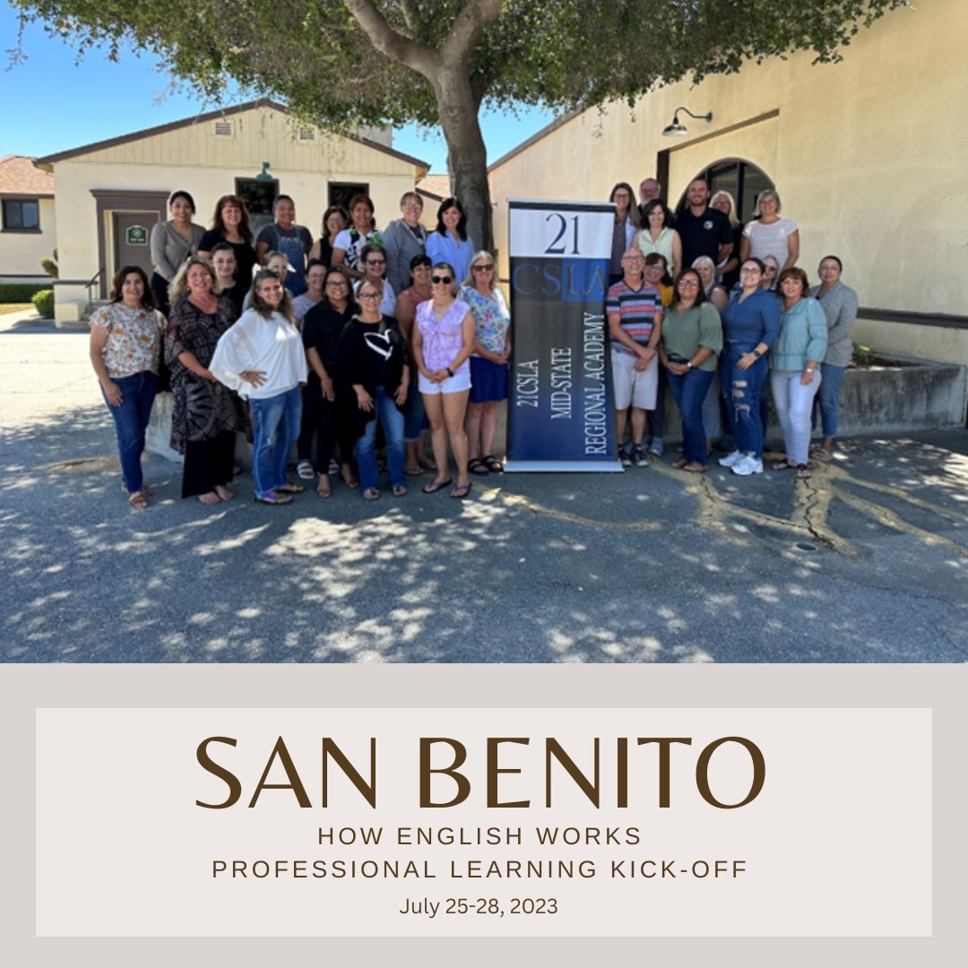 Our colleagues in San Benito County kicked off their 'Learning How English Works' professional learning program for the 2023-2024 school year. We look forward to seeing the amazing work they have planned for the school year.
#21cslamidstate #equity #equityleaders #SBCOE