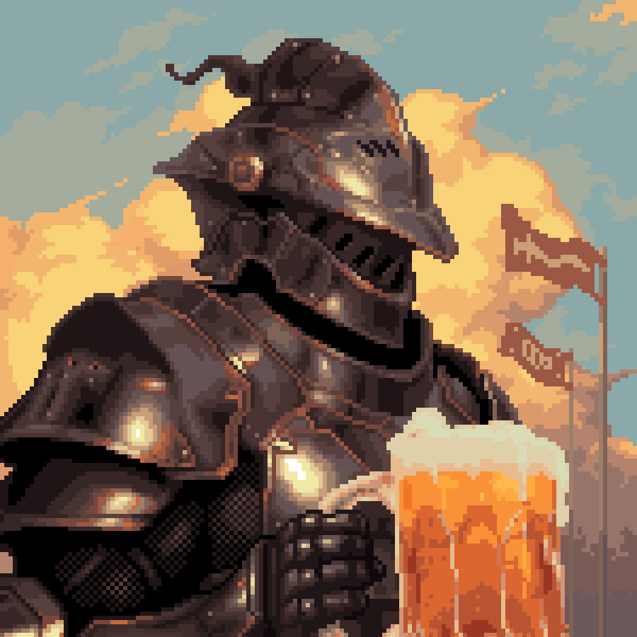 \(*ˊΘˋ*)/ GM fam✨Cheers to good times of the day.

Thank you, fam and friends who invited me to join the @OligarchNFT art contest.

The Beer Knight, Sir Brew Who loved beer more than you.🍺

This piece was inspired by my passion for shiny armor and beer.

It is fun to create