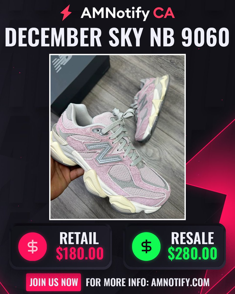 Another successful cop for AMNotify CA! The December Sky New Balance 9060 shock dropped on Footlocker CA, retailing at CA $180. AMNotify CA managed to secure multiple pairs, easily netting a profit of $50+ per pair. And did we mention all these pairs were copped manually? 😳