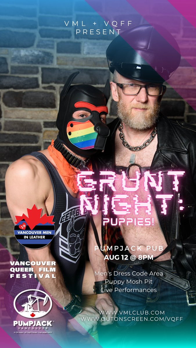 Put on your best pup gear or grab your favourite leash! Pups and Handlers come on out to the next GRUNT Night this Saturday 8pm!