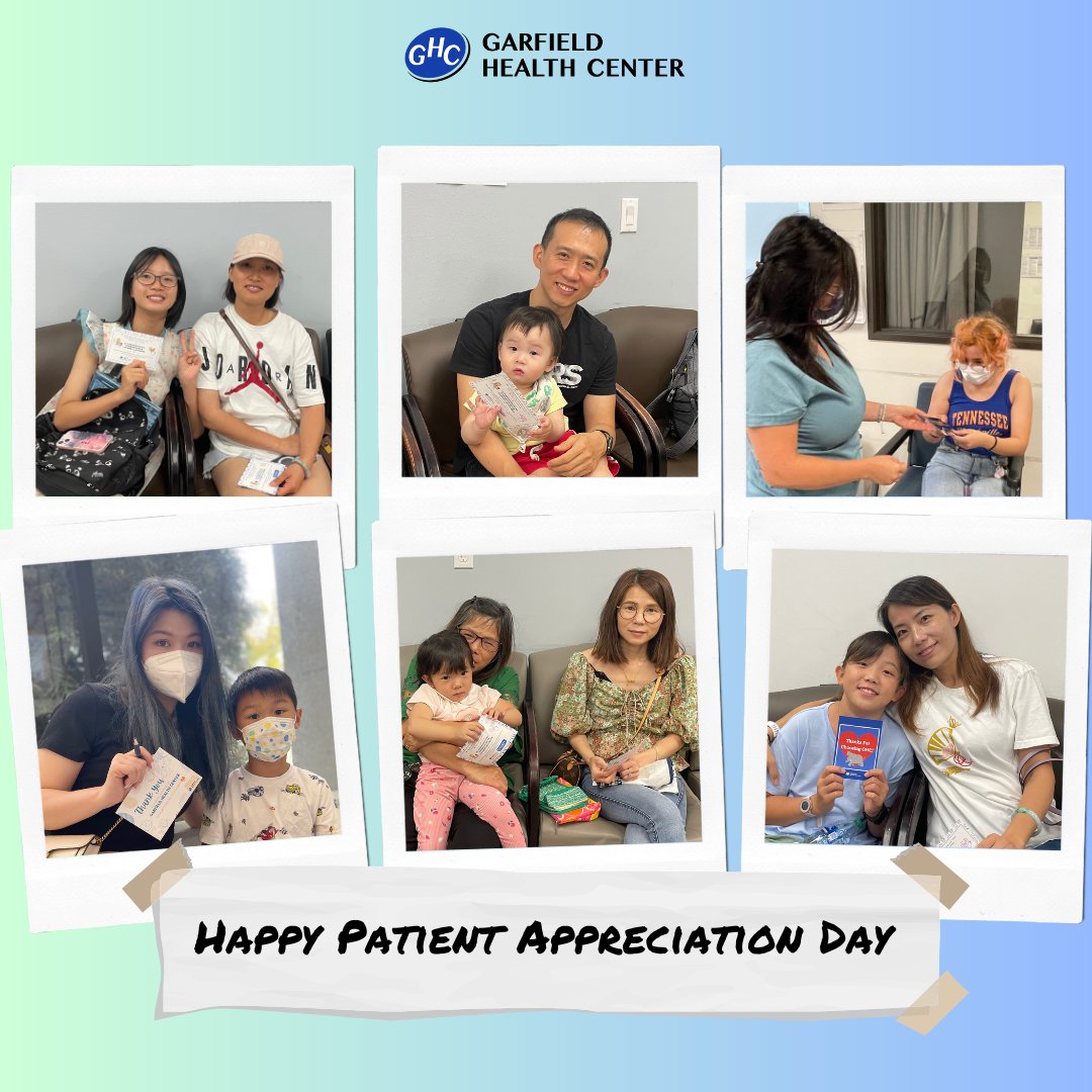 Garfield_HC's tweet photo. ๐ Celebrating our wonderful patients on #PatientAppreciationDay! ๐ฅณ Your health journey brightens our days, and we're grateful to be a part of it. Thank you for choosing Garfield Health Center. Here's to many more years of good health and smiles together! ๐๐ฅ https://t.co/TYaa1WHzFG