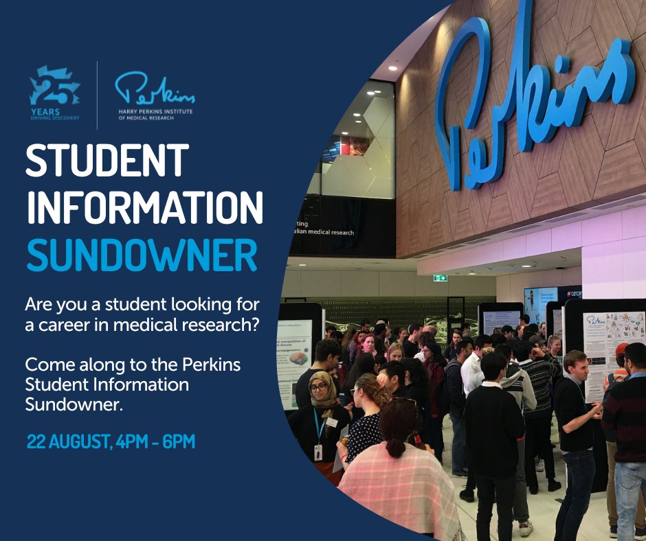 Students interested in an Honours or PhD project at the Perkins can attend this event to meet researchers and Group Leaders and discuss project opportunities. Drinks and nibbles provided. 🫒 Click on the link to find out more: fb.me/e/2RfTJmaxY