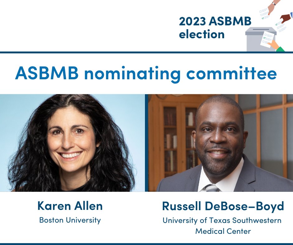 ASBMB's tweet photo. #ASBMBElections Nominating Committee | Congratulations to @kna6662 (@BU_Tweets) & @RussDeBo (@UTSWNews) on being elected to the ASBMB Nominating Committee! https://t.co/p1qNhYYy4a https://t.co/y8RMpGLN8Y