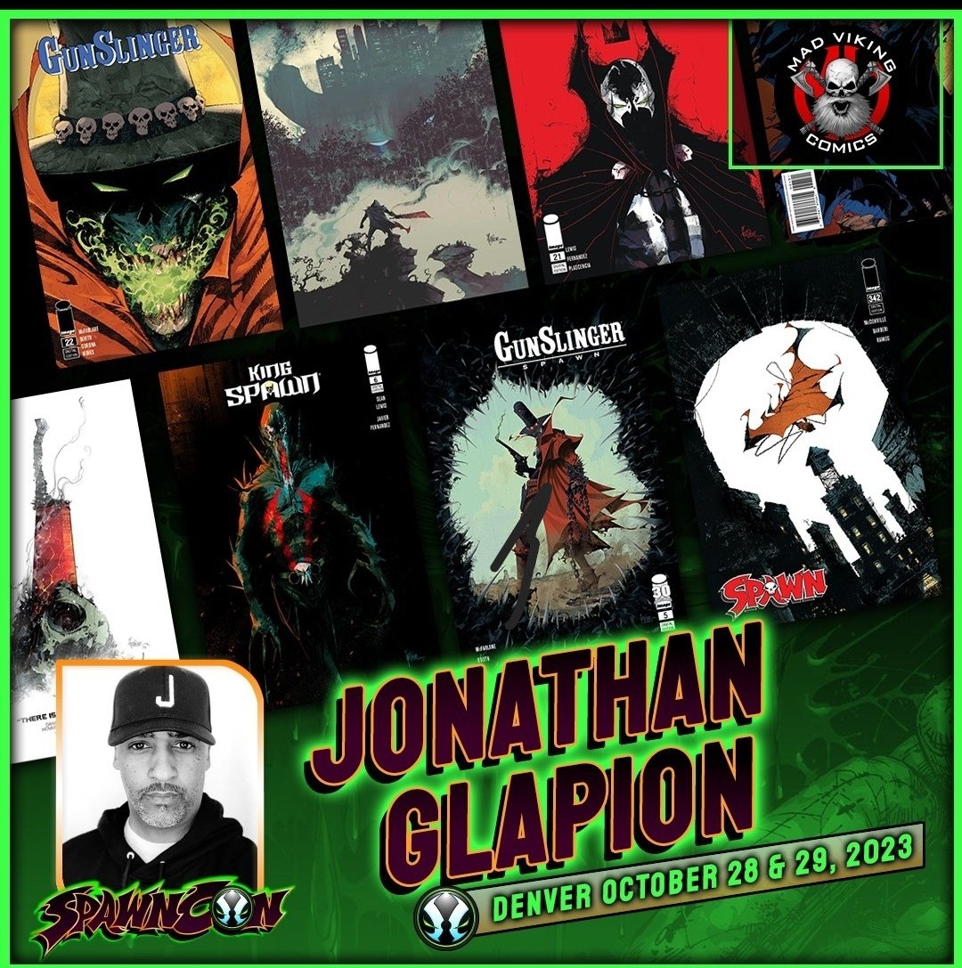 Happy to announce that @jonathanglapion will be joining us at #SpawnCan thanks to @MadVikingComics Tickets go on sale Friday! #Spawn #nohomehere #McFarlane #imagecomics #comicbooks