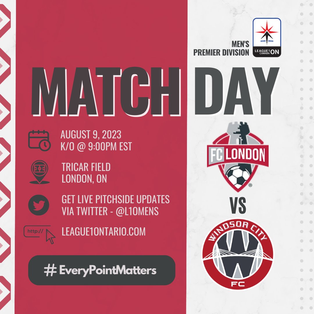 OntarioPLSoccer's tweet photo. Half an hour until the London-Windsor city rivalry continues, as @FCLondon and @WinTFC do battle at Tricar Field. Both teams look to round out their seasons on a high with positive results!
#Everypointmatters #L10Live https://t.co/KTg2x859nF