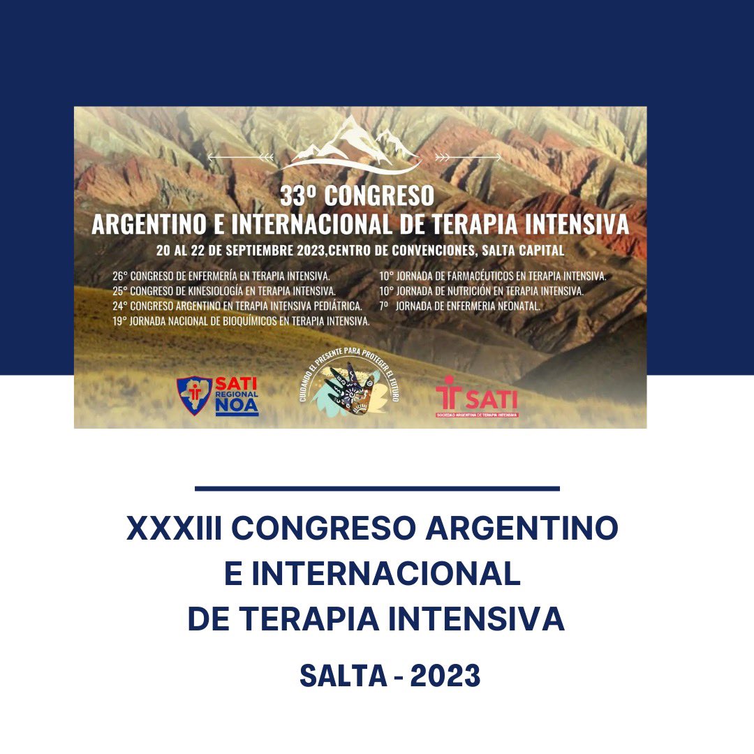 ⏳ Se viene! 

XXXIII Congreso Argentino e Internacional de Terapia Intensiva

👩‍🏫👨‍🏫 Invitados nacionales y extranjeros 

🗓️ Jueves 23/09 - 17:00 hs

“Efectos fisiológicos de CNAF y VNI postextubación” 

Dr. Alejandro Bruhn Cruz 🇨🇱

📍Centro de convenciones 
Salta - Capital