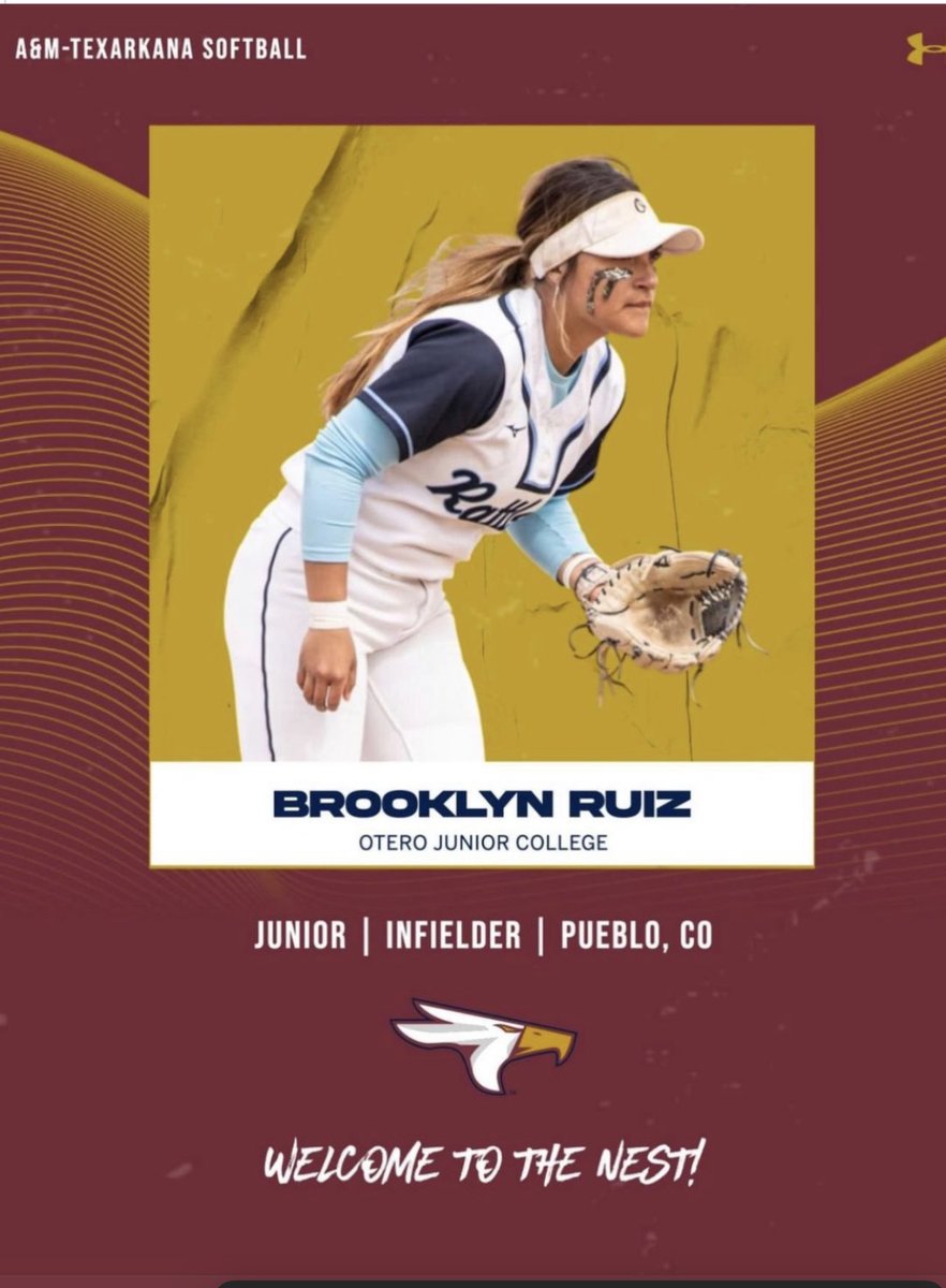 Congrats to our sophomore short stop Brook Ruiz on committing to Texas A&amp;M-Texarkana!! We are very thankful for all the hard work you’ve put into this program we can’t wait to see you succeed at the Nest! 💙