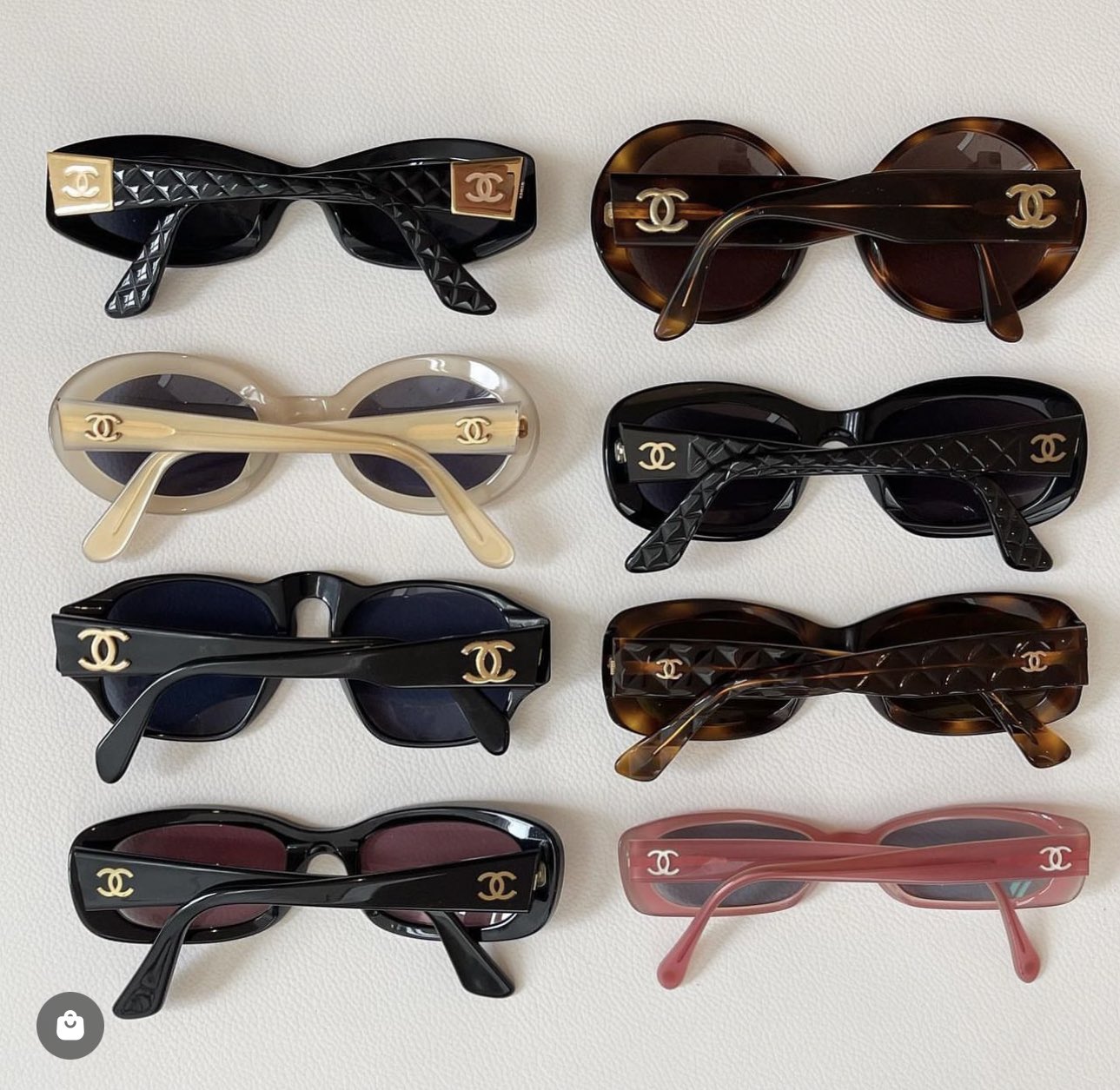 Full Set Mint Rare Vintage CHANEL Black White Round Camelia Sunglasses  Rihanna