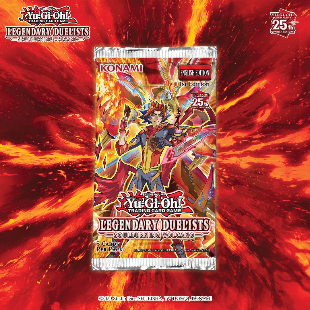 The flames of battle burn bright in Legendary Duelists: Soulburning Volcano! The Legendary Duelists: Soulburning Volcano booster set is available in OTS today and everywhere else the #YuGiOhTCG is sold on 8/11. The flames of battle burn bright in Legendary Duelists: Soulburning Volcano! The Legendary Duelists: Soulburning Volcano booster set is available in OTS today and everywhere else the #YuGiOhTCG is sold on 8/11.