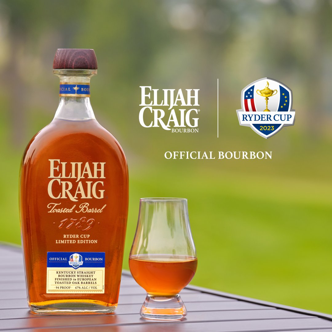 Elijah_Craig's tweet photo. This year, golf’s most iconic event gets its very own Bourbon. Introducing our Limited Edition Elijah Craig Toasted Barrel commemorating the 2023 Ryder Cup
with @RyderCup @RyderCupEurope https://t.co/WQNr2KZV2r
