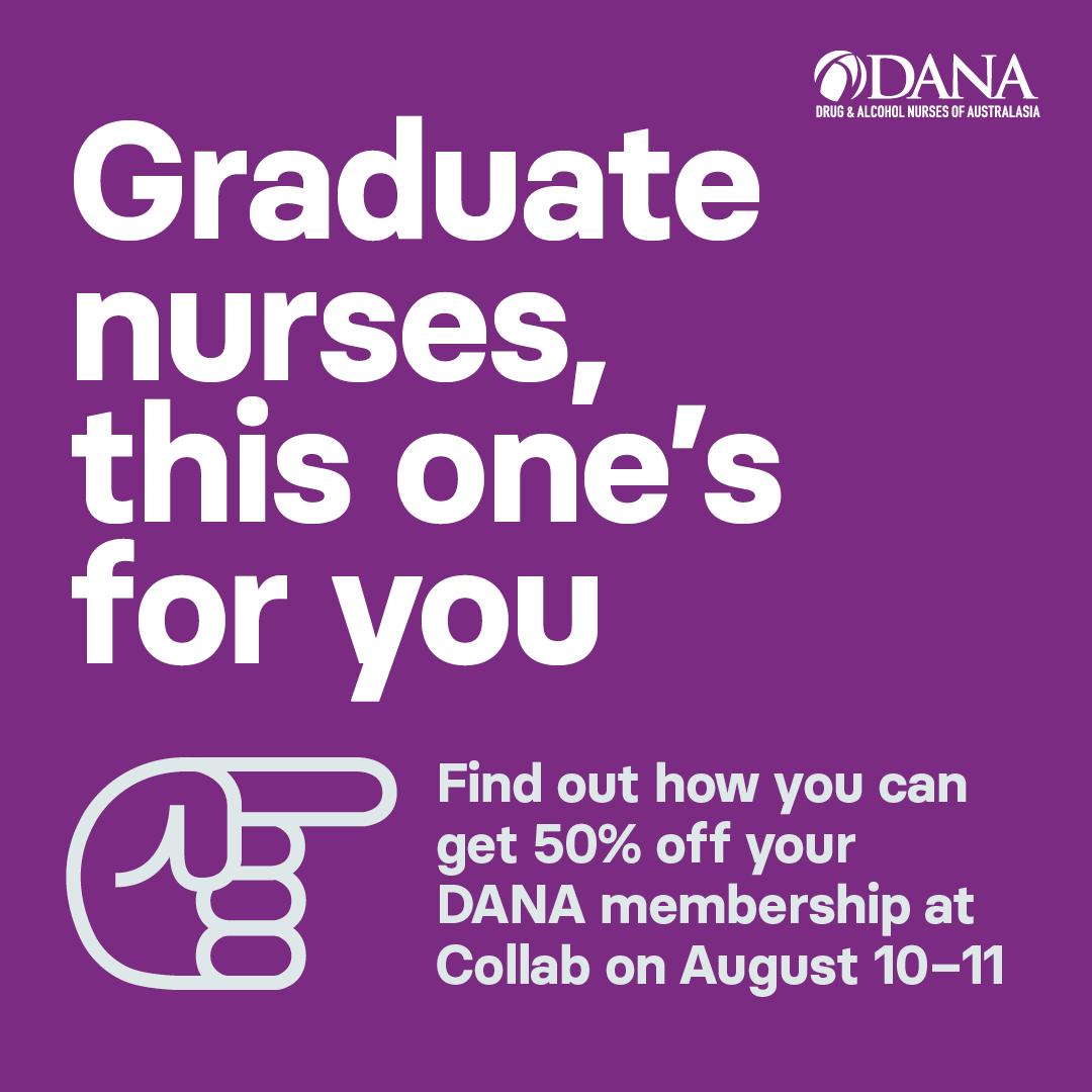 DANAnews1's tweet photo. Graduate Nurses! Come and see us at #Collab2023 and get your 50% discount on DANA membership to support your nursing journey. #DANA #AOD #MentalHealth @adam_searby https://t.co/DOiT4K7dkh https://t.co/4aXA6xW2z6
