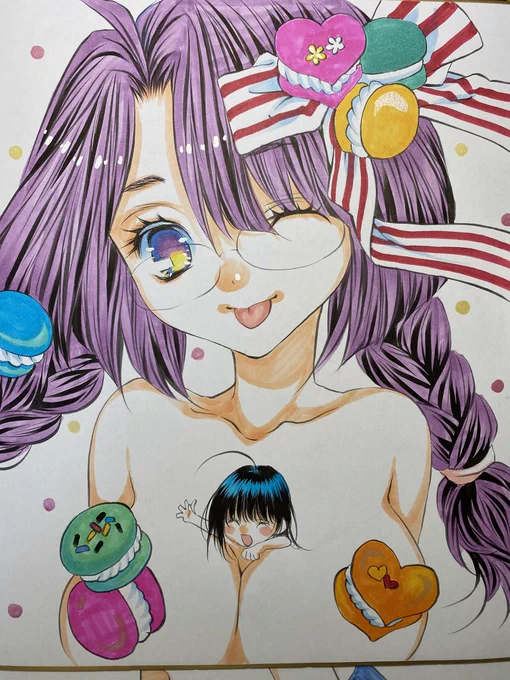 おはようございます! 夏コミ用の色紙完成しました! こちらはリクエスト色紙です