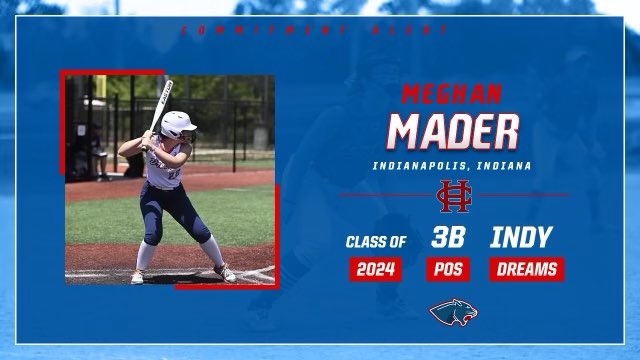 meghan_mader's tweet image. I’m so excited to announce my verbal commitment to further my academic and softball career at Hanover. Thank you to my family, friends, and coaches who have helped me achieve this dream ❤️💙@IndyDreamsBack @IDreams04 @IndyDreamsSoft1 @CoachC_HC