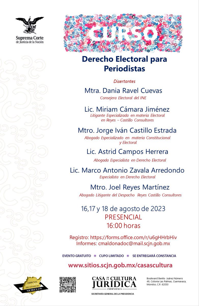 Esto contribuye para reportar con mayor precisión y contribuye a una cobertura electoral imparcial y responsable para mantener la integridad de los procesos. 

👥Ponentes:

<a href="/DaniaRavel/">Dania Ravel</a>
<a href="/MiriamCamaraJ/">Miriam Camara</a> 
<a href="/IvanCastilloE/">Ivan Castillo</a>
<a href="/Astrid_Campos98/">Astrid Campos</a>
<a href="/Mzavala71/">Marco A. Zavala A.</a> 
<a href="/jreyesmartinez/">Joel Reyes</a>