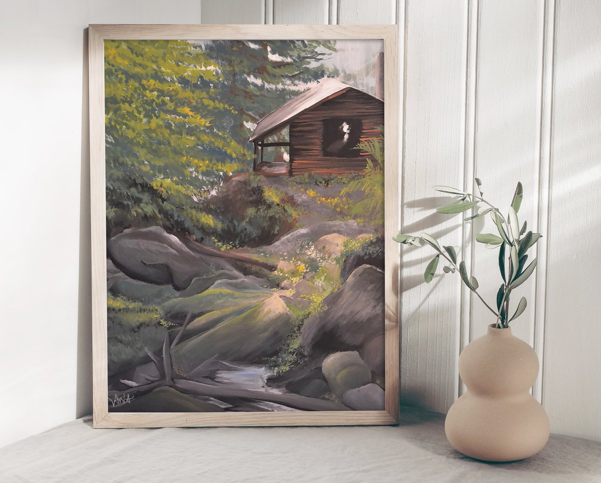 I’ve always loved trees, even as a kid! This is a historic cabin at Swatara State Park. I was a youth leader once, and I led some kids on a hike that ended at the top of this waterfall, overlooking Bordner’s Cabin. The moment was worth painting 😊