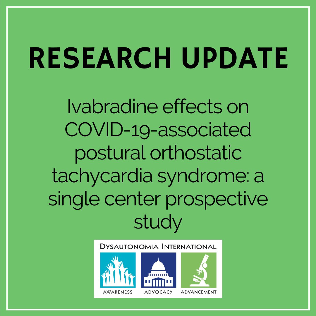 Dysautonomia's tweet image. Researchers recently reported improvement in POTS symptoms and severity of tachycardia in Long COVID POTS patients using ivabradine. Prior research has found a benefit in pre-COVID POTS patients too. Read the study results here: ncbi.nlm.nih.gov/pmc/articles/P…