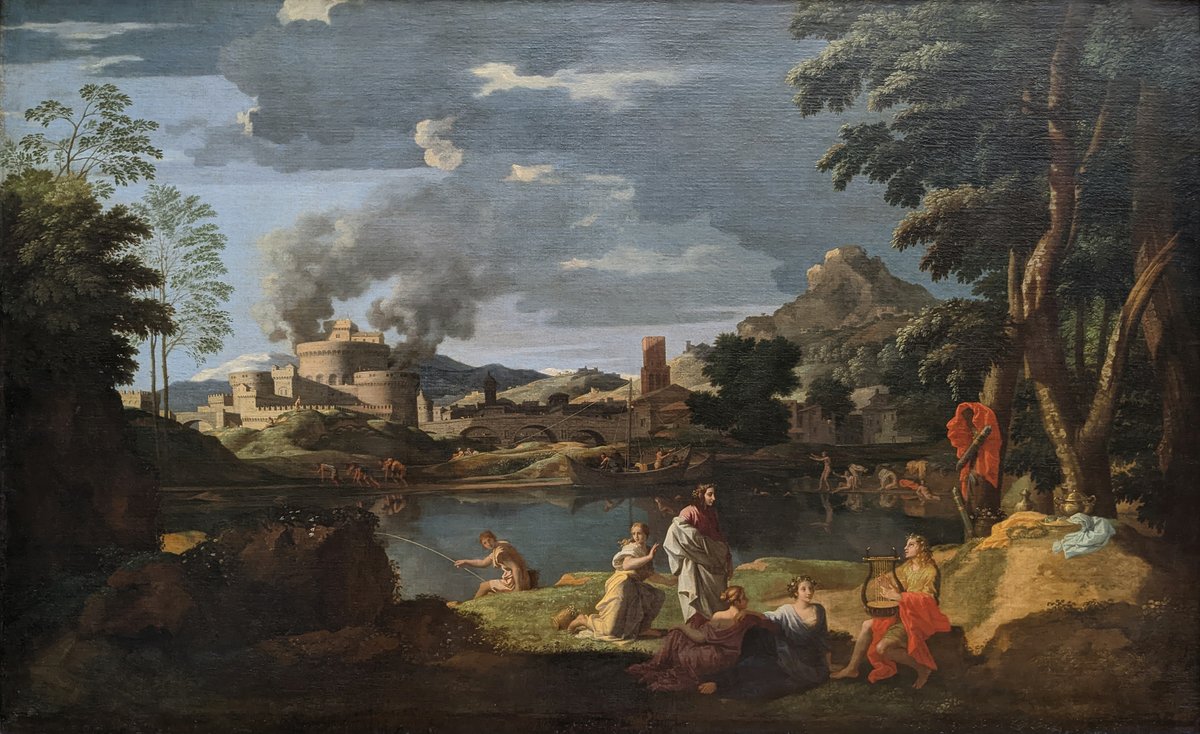 Poussin --Landscape with Orpheus and Eurydice, 1648; commissioned by his frend banker Jean Pointel. Poussin made many paintings like this for rich patrons and he put esoteric meaning in setting...