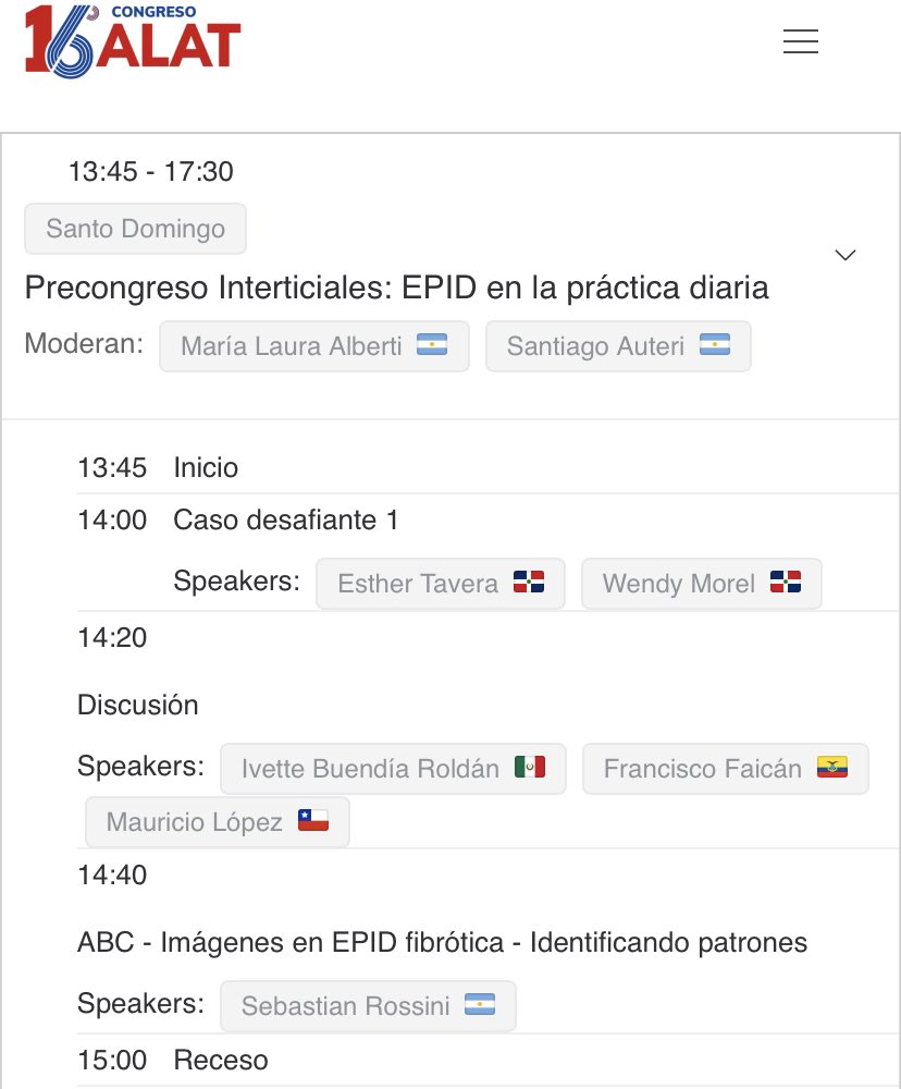 Jueves 10 de Agosto comenzamos con todo el 16 Congreso ALAT con el Curso precongreso EPID! Los esperamos! 🇩🇴 @ALATorax