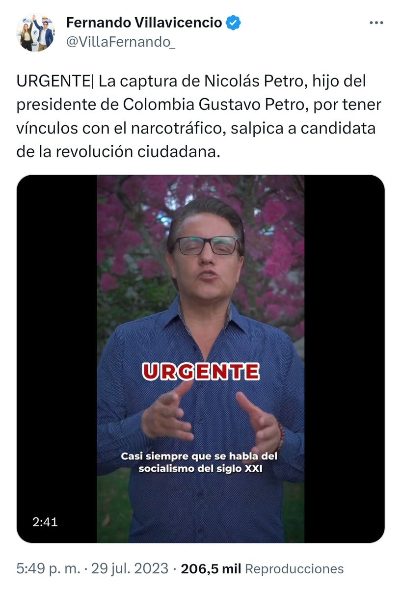 ojocolombia2026's tweet image. El candidato ecuatoriano opositor a Rafael correa Fernando Villavicencio había denunciado unos nexos de personas en ecuador con NICOLAS PETRO, hijo de Gustavo PETRO 

También había Sido amenazado de muerte por PIEDAD CÓRDOBA senadora del pacto histórico y amiga de Gustavo PETRO.…
