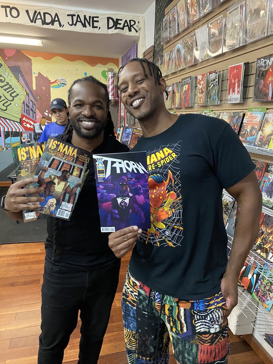 Just two brothers telling Black stories through the comic book genre.

I’m part of the THORN Collective &amp;
<a href="/GregAndElysee/">Greg A Elysée - NYCC AA B-3</a> is drawing from various African folklore to make Is’NaNa whose father is Anansi. Check him out! 

S/O to @everyonecomics for hosting our book signings!
