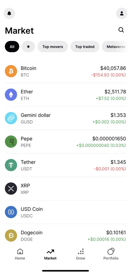 XRP on Gemini