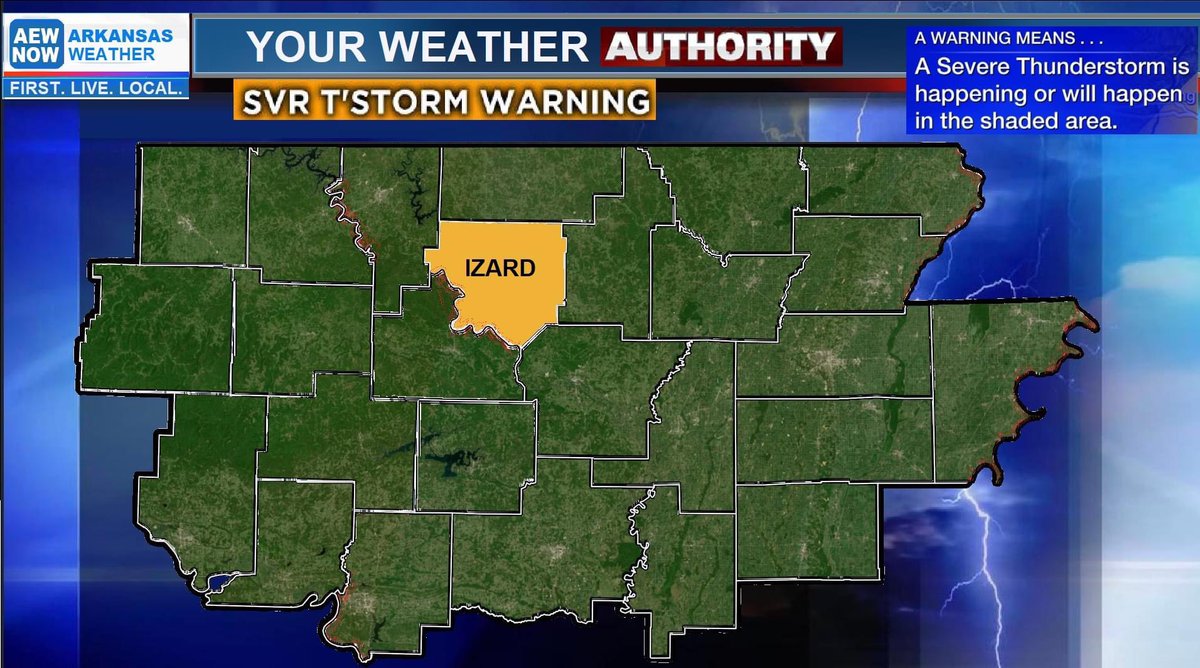 maston_8's tweet photo. The National Weather Service in Little Rock has issued a

* Severe Thunderstorm Warning for...
  Northern Izard County in north central Arkansas...
  Fulton County in north central Arkansas...
  Northeastern Baxter County in north Sharp County
* Until 830 PM CDT. https://t.co/dKAlhPZi0o