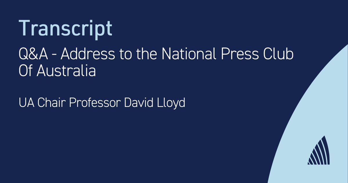 Our Chair Professor David Lloyd addressed the <a href="/PressClubAust/">National Press Club</a> yesterday. 

Read our full Q&amp;A transcript from the address here: ow.ly/j3uU50Pwi5E

#auspol #highered