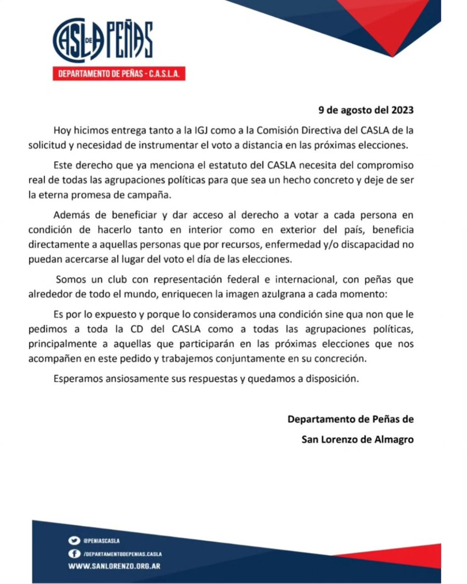 CiclonCR's tweet photo. Presentación ante la IGJ y la Com.Directiva del Club para q se instrumente el voto en el int. y ext. del país. Y el pedido expreso a todas las agrupaciones para q acompañen esta iniciativa
#VotoFederal 🗳️
#VotoExterior 🗳️
#MasQue90Minutos 💙❤️
#SLFederal 🇦🇷
#DeBoedoAlMundo ✈️🌎 https://t.co/53lkbGiX4v