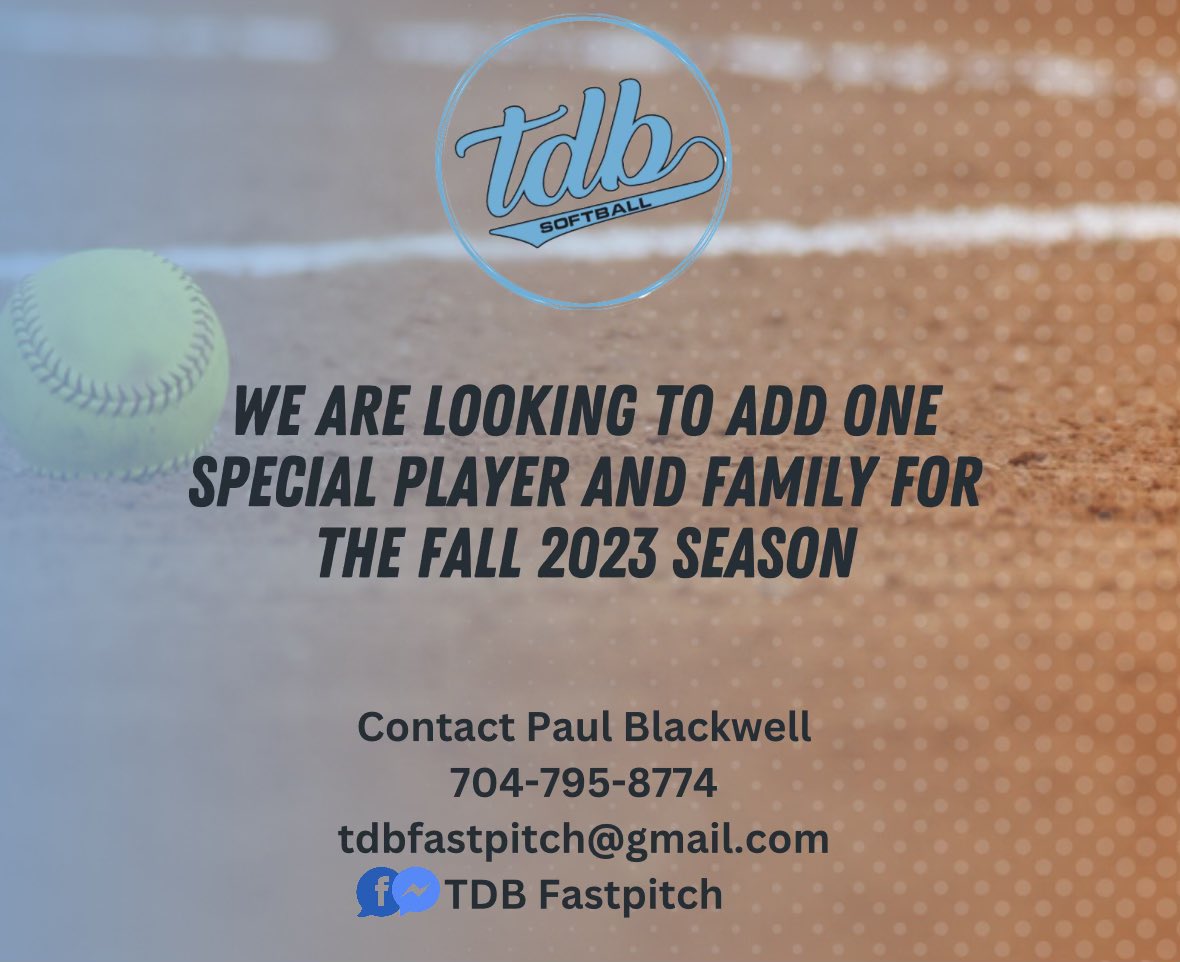 TDB is looking for a 2024 or 2025 graduate. Committed or Non-Committed (We have D1, D2, D3, Juco and NAIA contacts)We will play a regional schedule this Fall with Showcases and PGF tournaments.We have girls committed D1 and D2.  Messages are open!