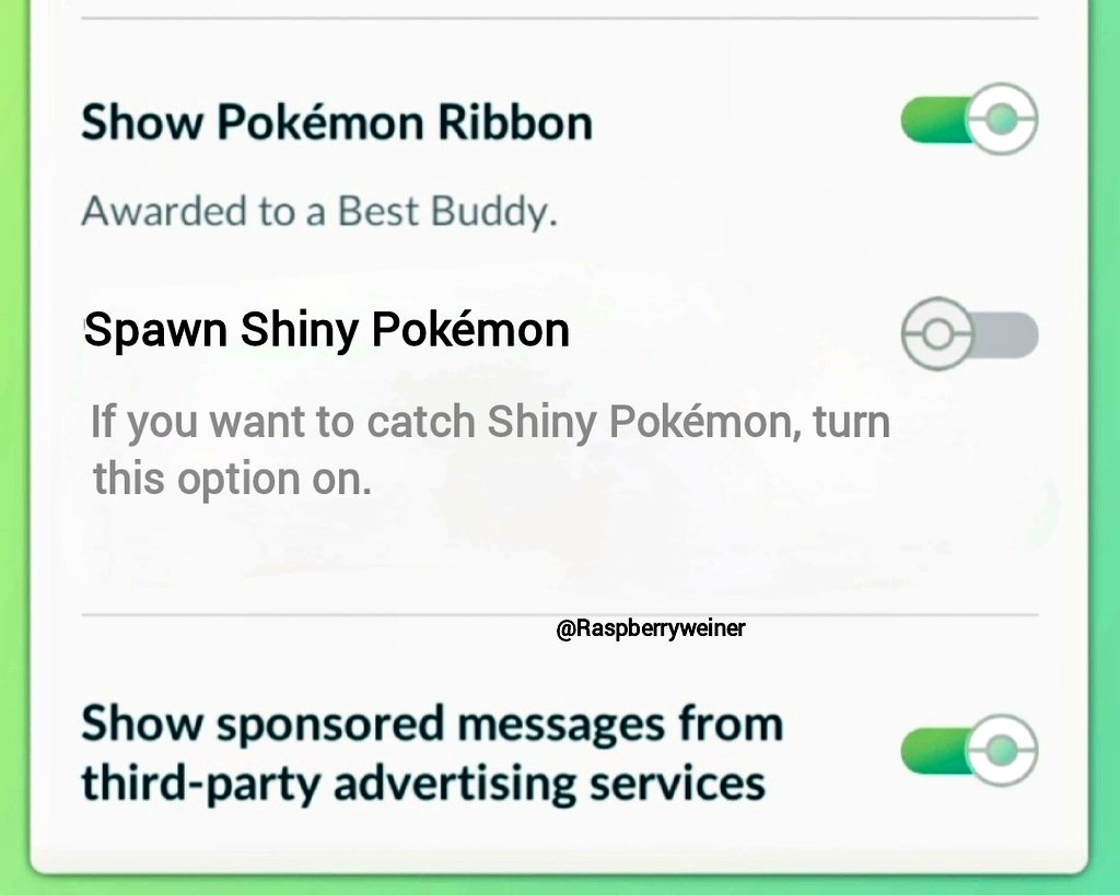 If you're wondering why no Shiny Pokémon are spawning, you might have this option turned off.. 🙃
#PokemonGO