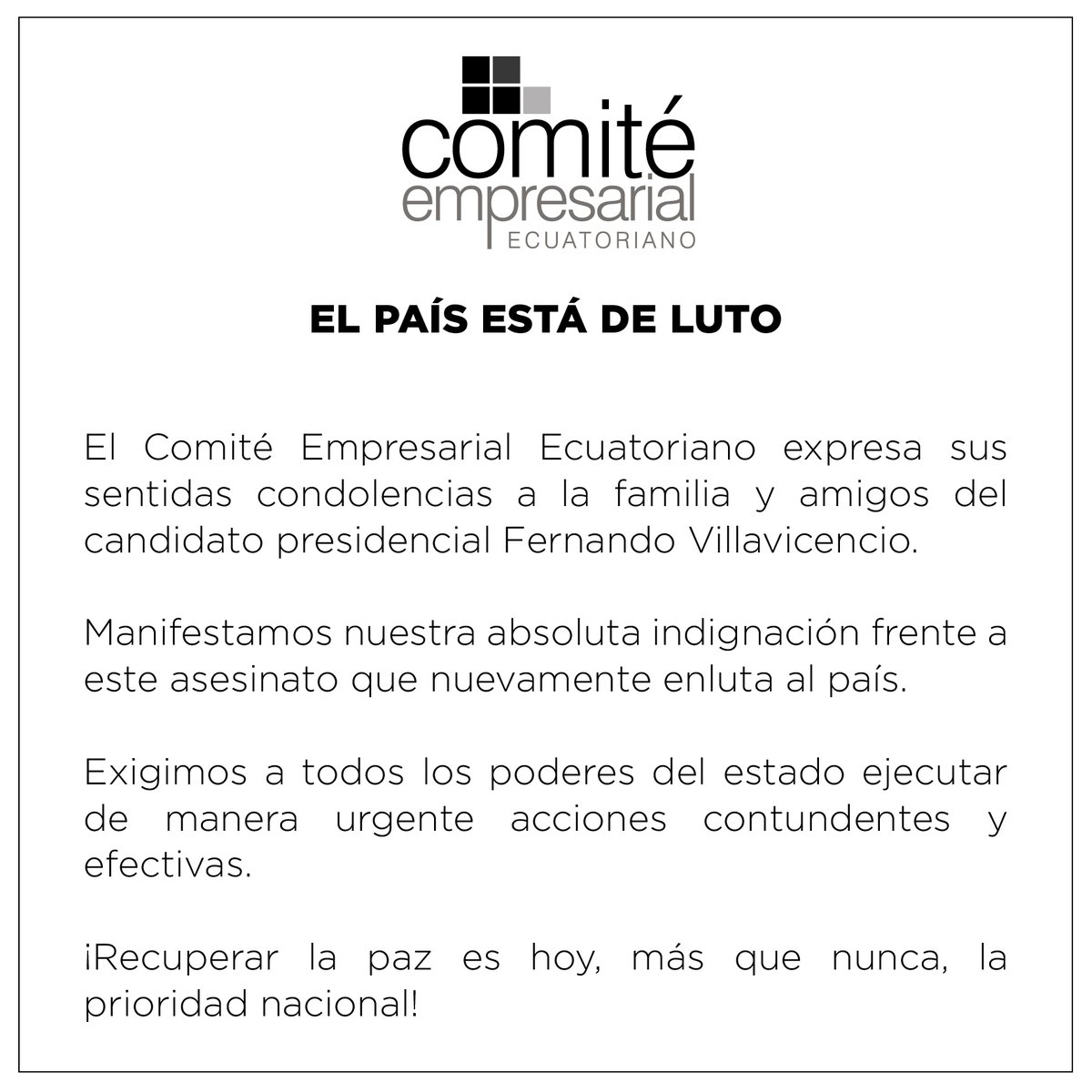 CeEcuatoriano's tweet photo. Con profunda consternación frente a los hechos acaecidos. https://t.co/hGaahKI4pU