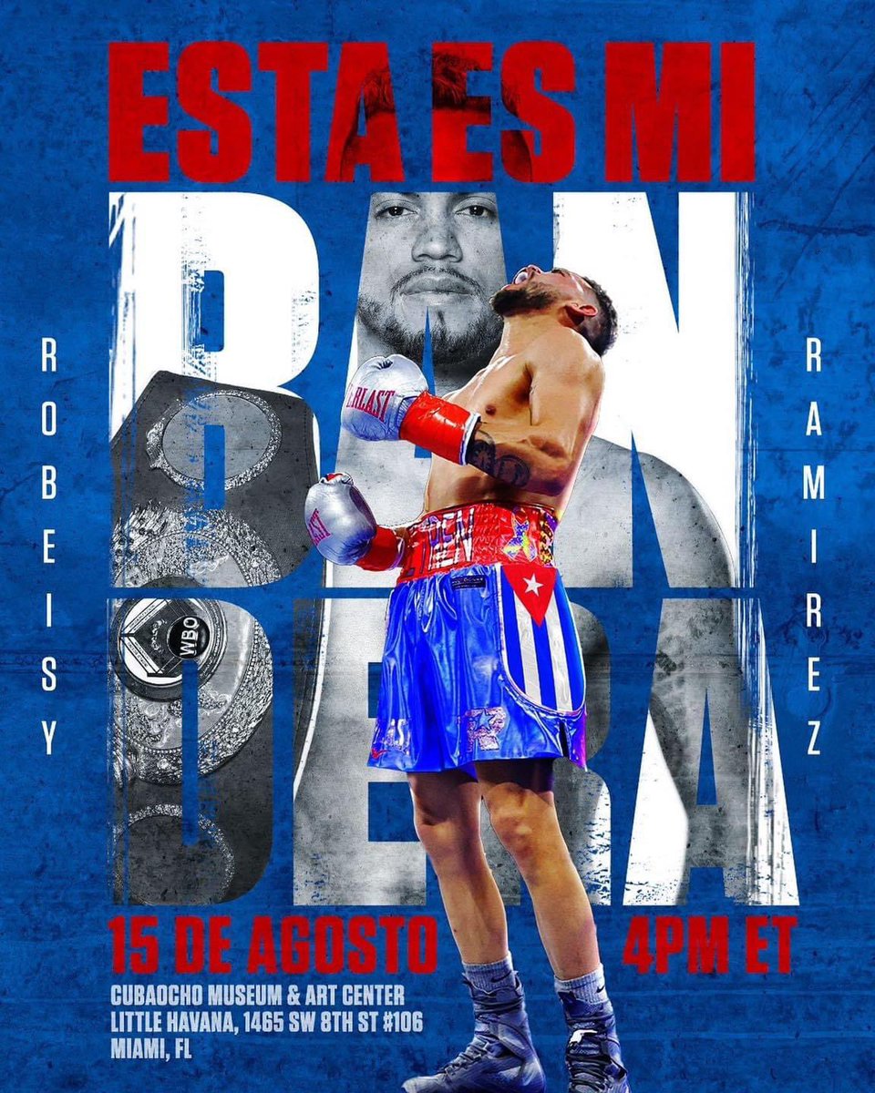 ELBETOFERREIRO's tweet photo. ¡Ahí viene el TREN CUBANO! 🚂🥊🇨🇺Robeisy Ramírez @RobeisyRamirez estará con sus seguidores en Miami el 15 de agosto!🔥🔥🇨🇺🇨🇺
El evento será para sus fanáticos en La Pequeña Habana, en Miami. Aquí tienen la dirección !!!
#RobeisyRamirez #trenramirez #Boxeocubano #Boxeo https://t.co/BiBZIneyPP