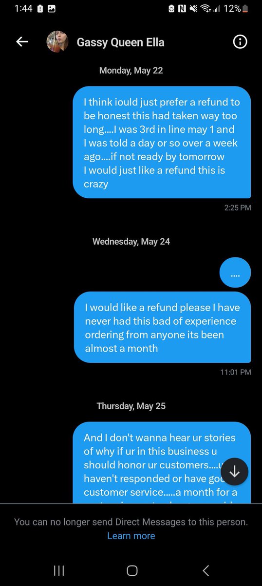 FFC4K's tweet photo. 🚨SCAM ALERT @ScatQueenElla 🚨
Gave a guy the run around for over a month about their custom then decided to block👎 Be careful fellas❗️

UNFOLLOW, REPORT, &amp; RETWEET TO SPREAD THE WORD #FFC #fartfetish #scatfetish https://t.co/9K79Dhr7EQ