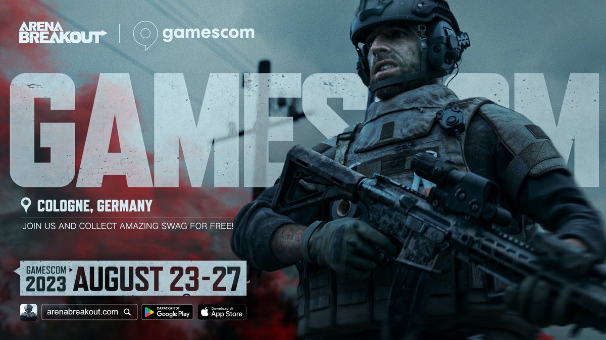 Arena__Breakout's tweet photo. We’re excited to announce that @ArenaBreakout will be at @gamescom  from August 23-27!  Drop by our booth and check out: 

🎁 Amazing branded swag 
🎮 Immersive gameplay mechanics and setting 
🎥 Patrol Activision  

Don’t have tickets to #GamesCom2023? We’ve got you covered!   

For a chance to win tickets to Gamescom, follow us, and retweet + comment on this post! Good luck players, and see you there!