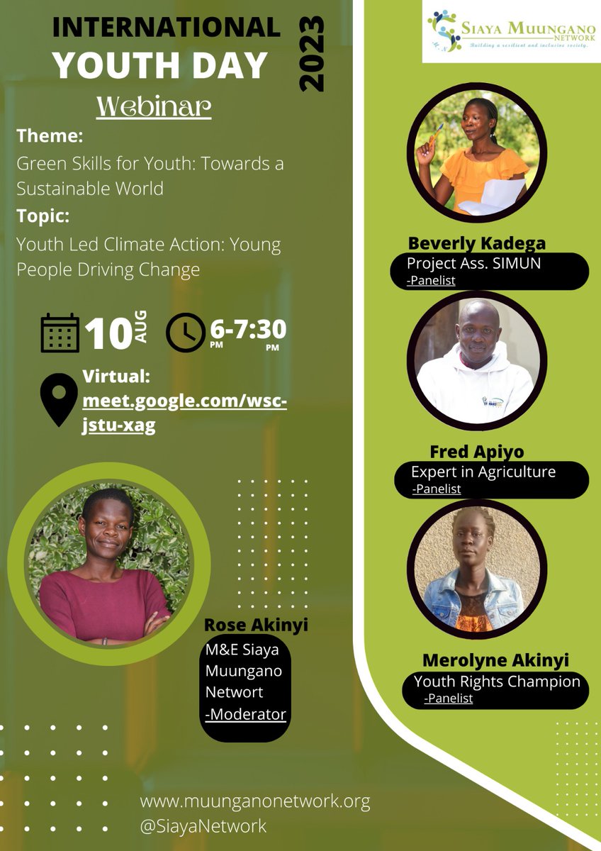 KadegaBeverly's tweet photo. #InternationalYouthDay, we are the youth, the generation of tomorrow. Please join us in this pre-webinar to unpack the youth led climate actions towards a sustainable future. @SiayaNetwork https://t.co/WrFzjJwESB
