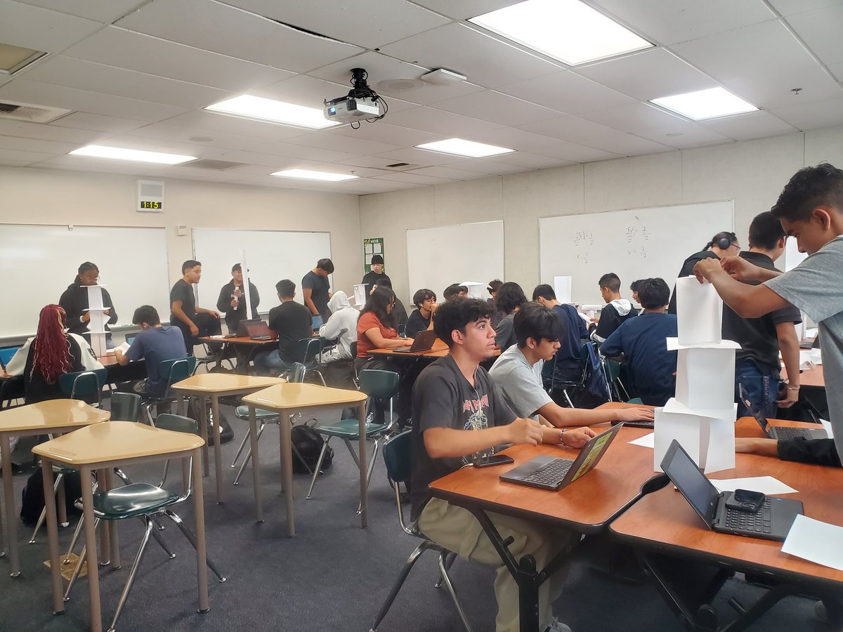 MathPrincessC's tweet image. Instead of the aluminum boat activity, I tried the paper tower activity with my @codeorg CSD students this year. No spilled water. All kids folding and working. I may switch to this lesson to teach problem solving permanently. @PerrisHigh