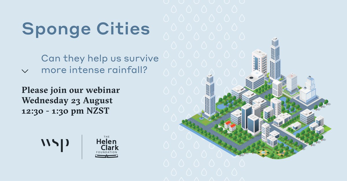 Could Sponge Cities offer a solution to help Aotearoa New Zealand deal with more intense rainfall caused by climate change? Join our webinar to find out us02web.zoom.us/webinar/regist…