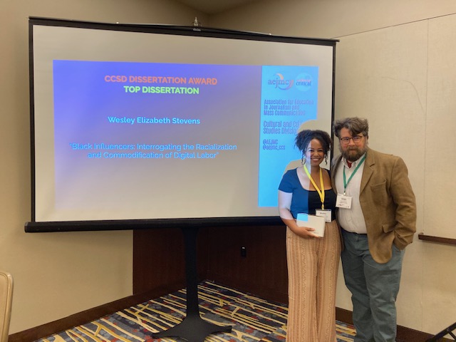 Beaming beyond measure to share in this news. Congratulations to @temple_mcphd alum & @UofSC_CIC professor Dr. Wesley Stevens on winning @aejmc_ccs top dissertation award. I knew this project was urgent and incisive after the proposal's first draft & thrilled others see it too.
