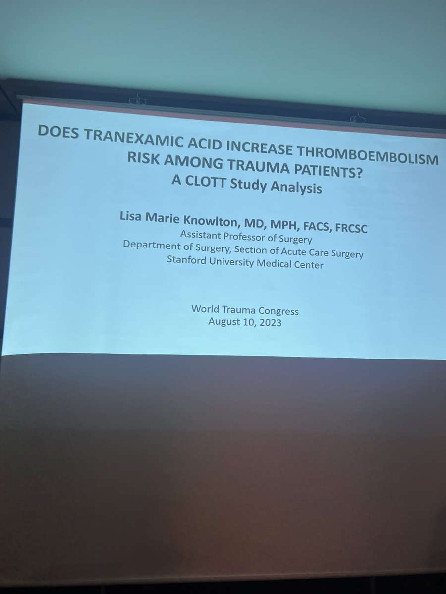 LisaMKnowlton's tweet image. Excited to present our prospective CLOTT work on TXA and VTE in Tokyo, Japan at the World Trauma Congress #WTC2023 @knudson_peggy @StanfordSurgery @UCSFSurgery