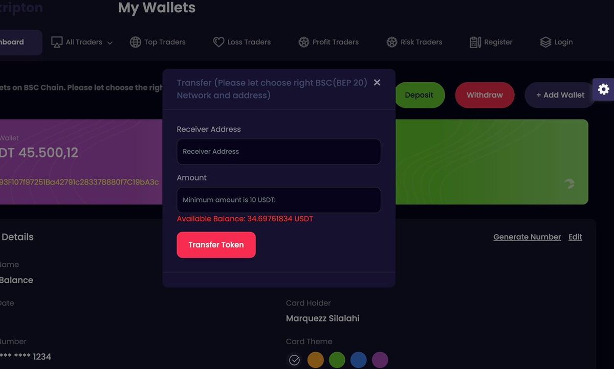 cuongnguyenCNN's tweet photo. Tomorrow I try to code wallet #Usdt transfer and deposit functions on #BSC network.
I see it is going to work good and the network is fast and cheap fee.
I using React and ether.js to code .
Try to do my next step to be done.
#React #etherjs #Javascript. #fullstack https://t.co/04KwdiPfaQ