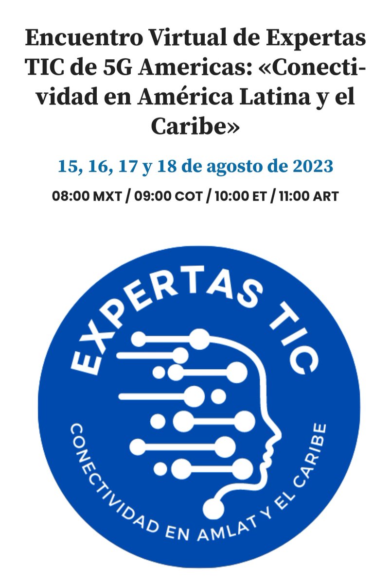 Chicas TIC estará presente en "Expertas TIC"

Foro que convoca a mujeres expertas del sector de telecomunicaciones en torno a la discusión sobre el avance y los desafíos de conectividad en América Latina y el Caribe.

Conoce todas las oradoras y agenda en: brechacero.com/expertas-tic/