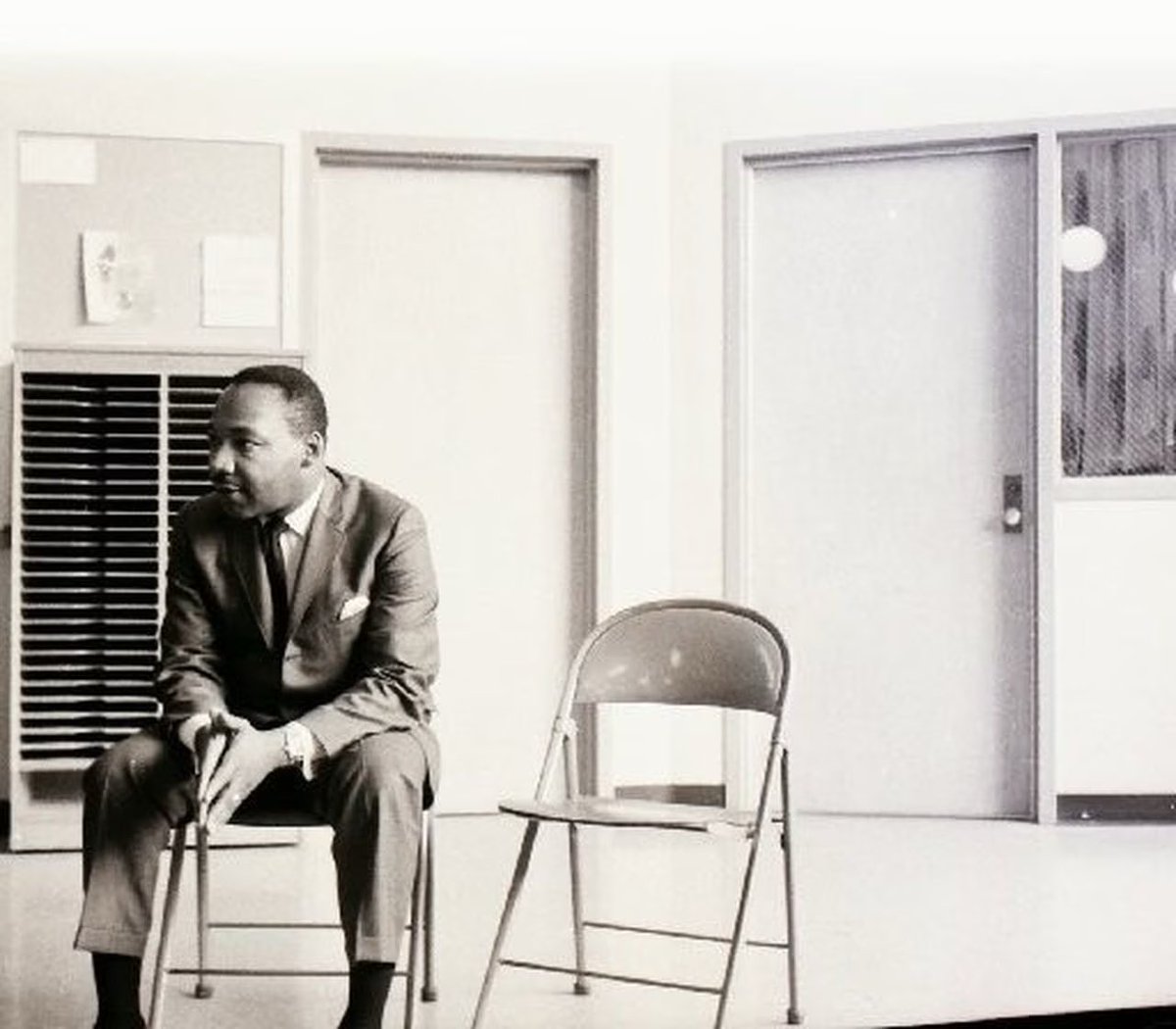 Dr. King, in 1966, juxtaposed with an empty chair, a symbol of the spaces yet to be filled with equality, justice, and understanding. 

I often wonder what he would make of these times. 🪑