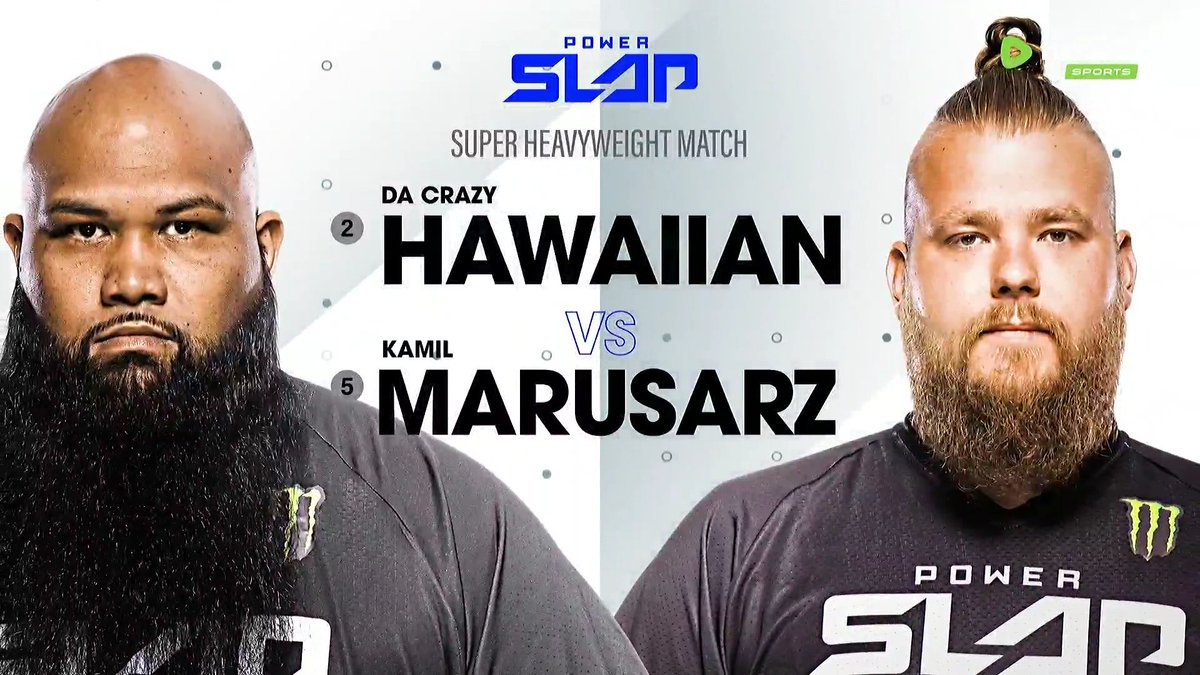 powerslap's tweet image. SUPER HEAVYWEIGHT MATCH 👀

Da Crazy Hawaiian vs Kamil Marusarz next on #PowerSlap4

Tune in now on Rumble for #PowerSlap4 | 🔗 in bio