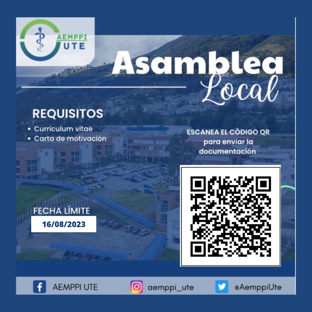 AemppiUte's tweet photo. Sé parte de nuestra Asamblea Local como miembro del 👥Equipo de Plenario y el Comité Acreditador de Credenciales 💙

✅Si estás interesado/a recuerda subir una carpeta con tu nombre con la respectiva documentación al siguiente link: 
https://t.co/D0QwKQxJE7

DEADLINE❗️: 16/08 https://t.co/7ofHdJu84p