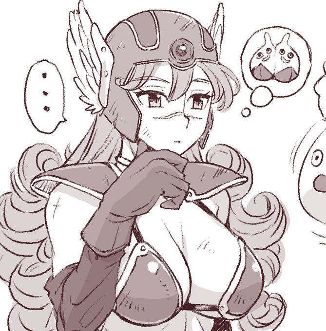 何かを考えている女戦士さん 