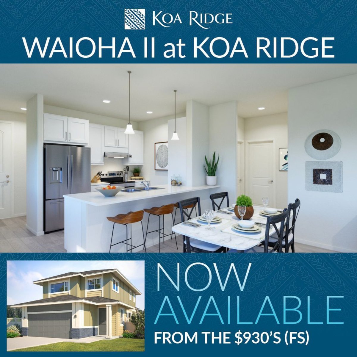 We are thrilled to announce Waioha II at Koa Ridge is Now Available for sale, starting from the $930's (FS).

For questions, please call our Sales Representatives at (808) 731-2814.