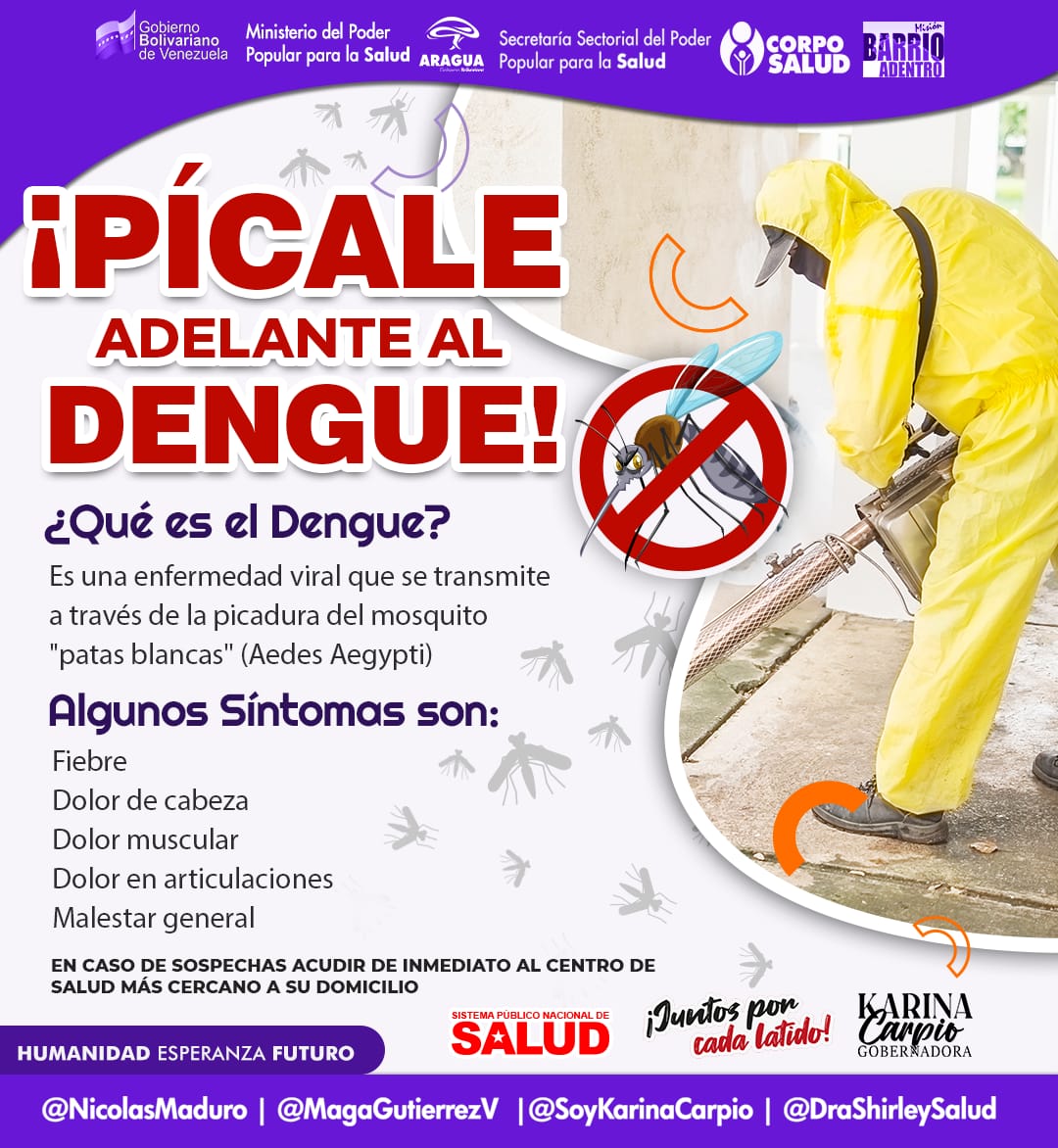 El @GobiernoAragua_  te  recuerda  que prevenir  es salud.  Toma precaución, no  dejes recipientes  con agua, limpia y previene  el Dengue. 

@SoyKarinaCarpio 
@DraShirleySalud

#14AñosDeAmorTricolor
 #VictoriaDeVenezuela
